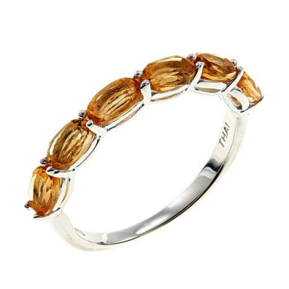 Sevilla Silver Citrine 6-Stone Stackable Band Ring, SIZE 7 & 8, NIB